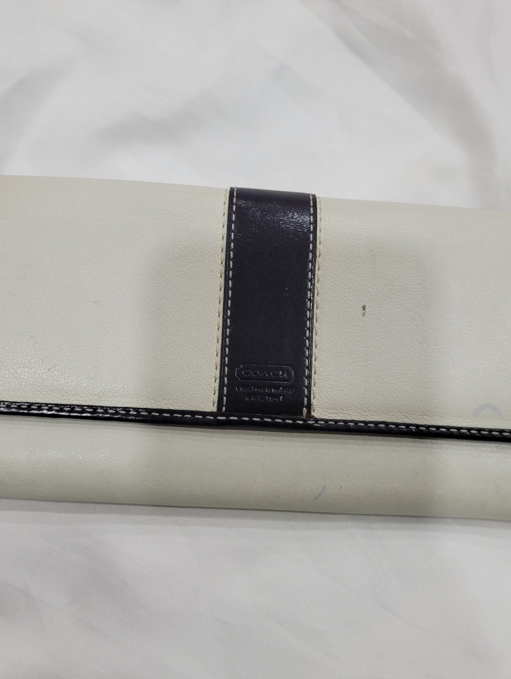 COACH Cream Leather Wallet With Coin Purse